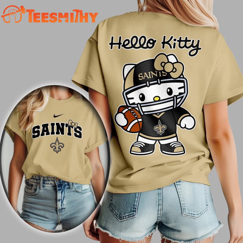 New Orleans Saints NFL x Hello Kitty All Over Print Shirt New Orleans Saints NFL x Hello Kitty All Over Print Shirt