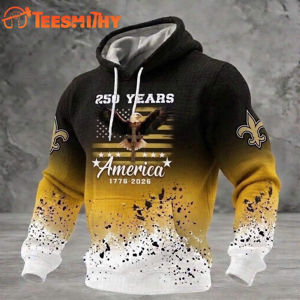 New Orleans Saints US 250th Anniversary Waffle Texture Strike Hoodie Shirt