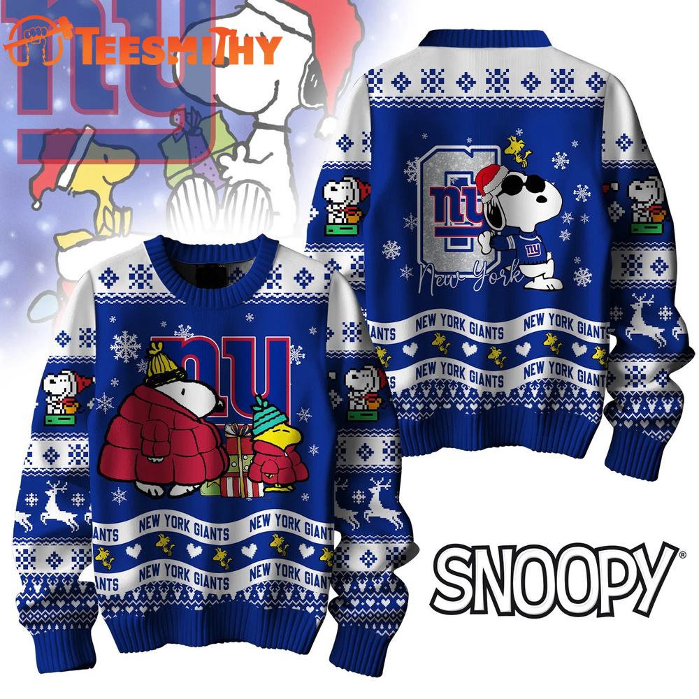New York Giants 2025 NFL Peanuts Snoopy Funny Christmas Ugly Sweater
