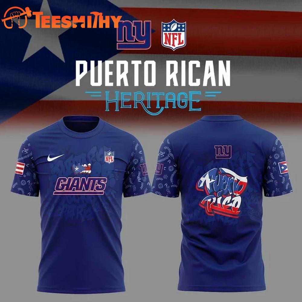 New York Giants 2025 NFL Puerto Rican Heritage 3D Shirt