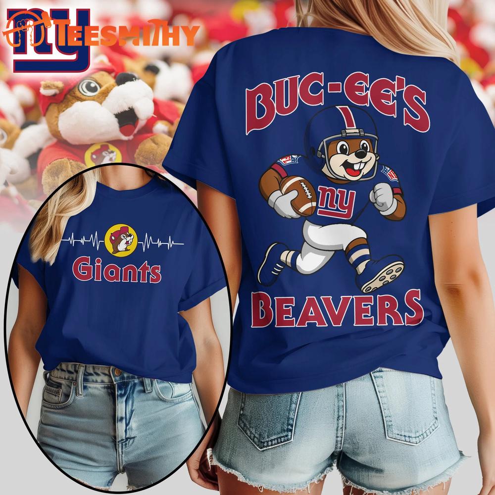 New York Giants 2026 NFL Buc-ee’s Beavers All Over Print T Shirt