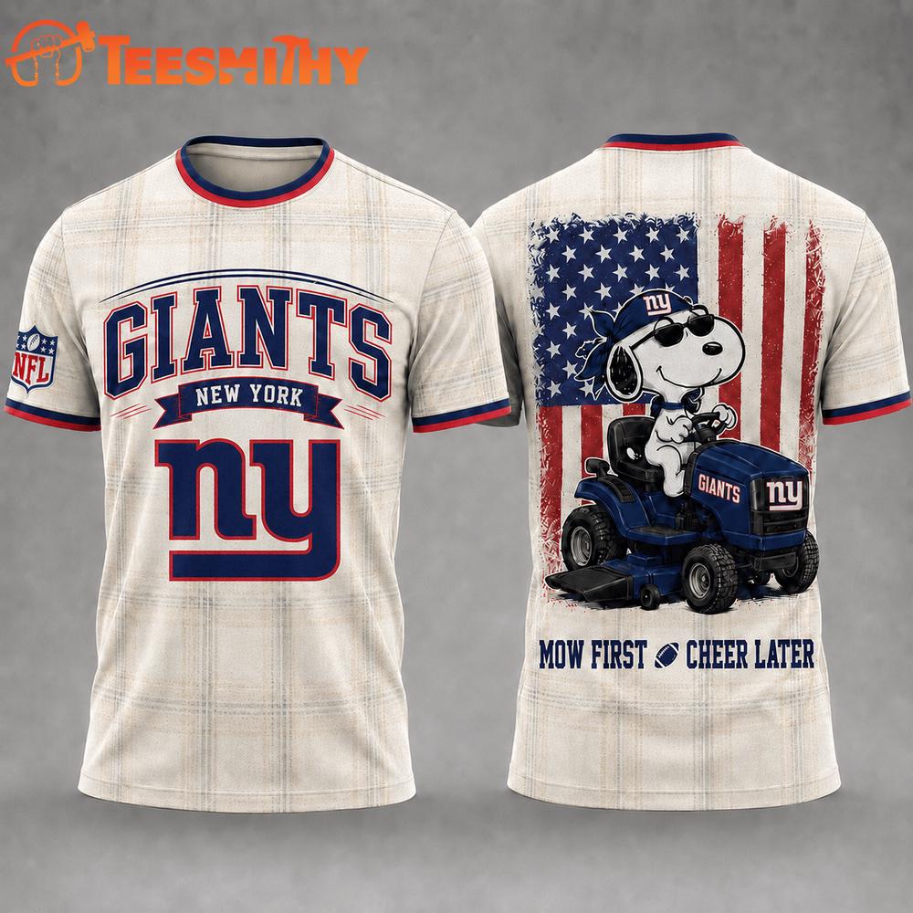 New York Giants Funny Football Snoopy Gardening Lovers 3D T Shirt
