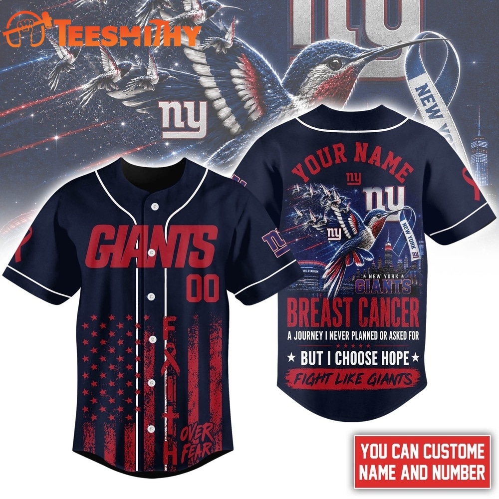 New York Giants NFL Breast Cancer Hope Over Fear Baseball Jersey