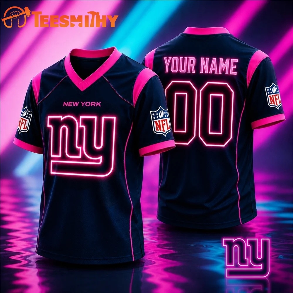 New York Giants NFL Electric Glow Custom Football Jersey