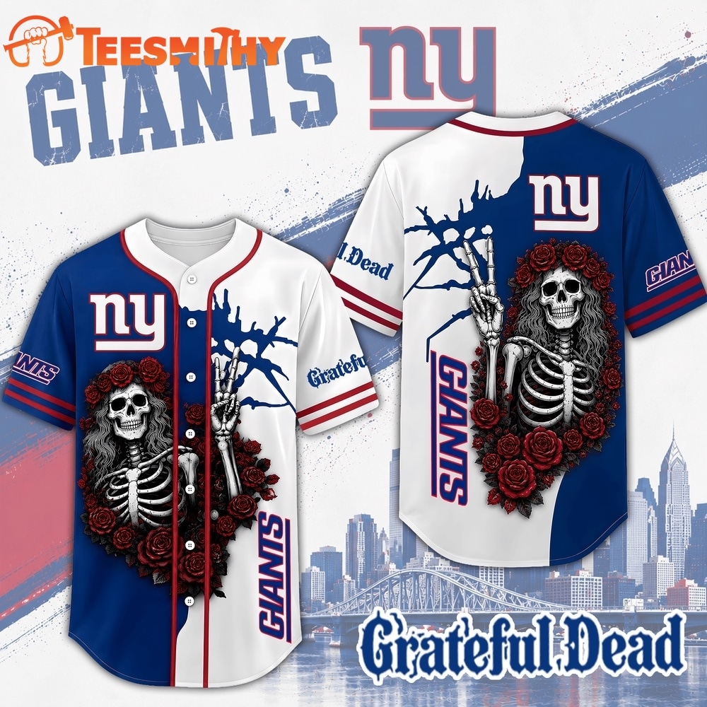 New York Giants NFL Game Day Grateful Dead Baseball Jersey Shirt