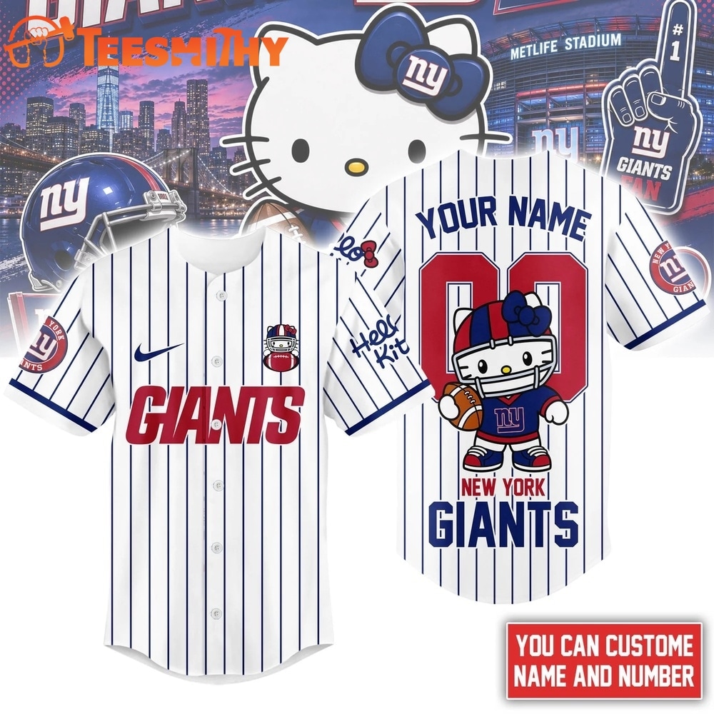 New York Giants NFL Kitty Game Day Custom Baseball Jersey Shirt