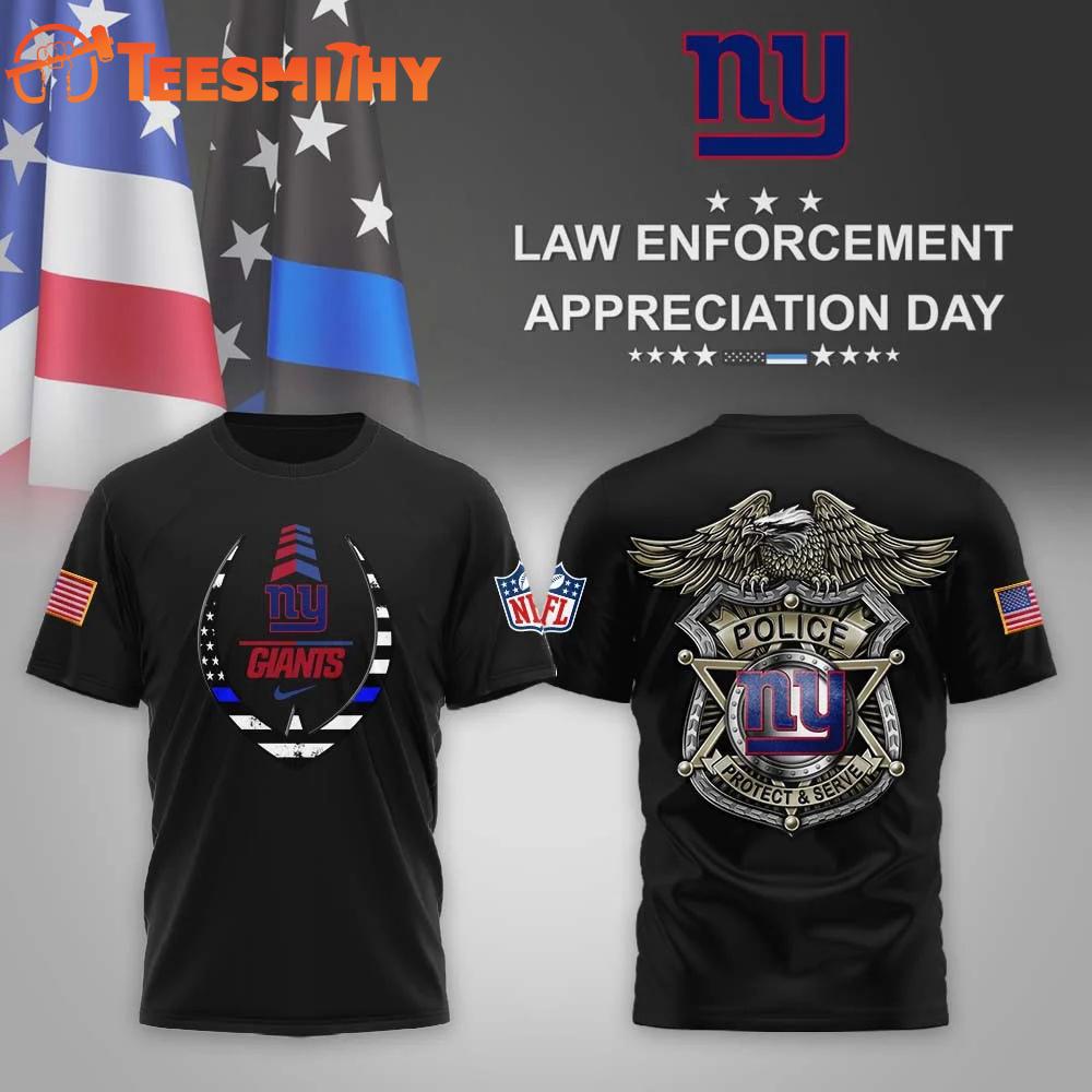 New York Giants NFL Law Enforcement Appreciation Day Black T Shirt