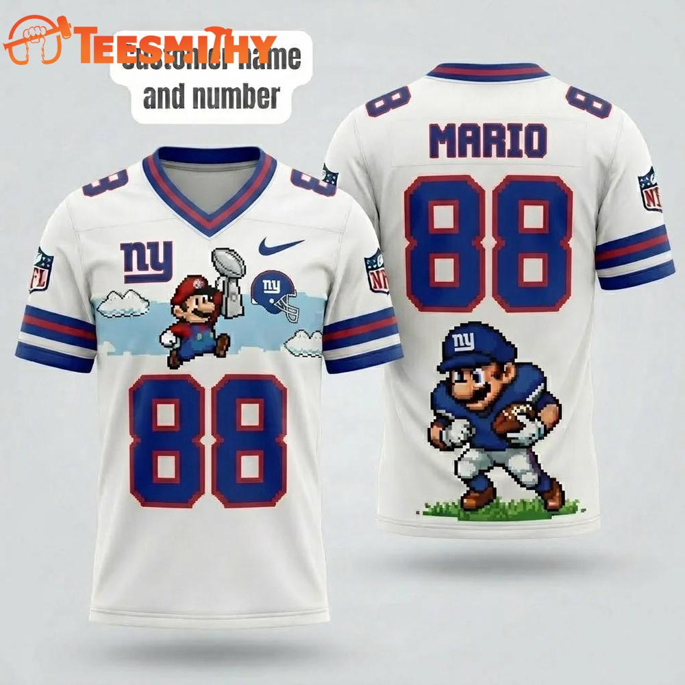 New York Giants NFL Mario 2026 Design Football Jersey