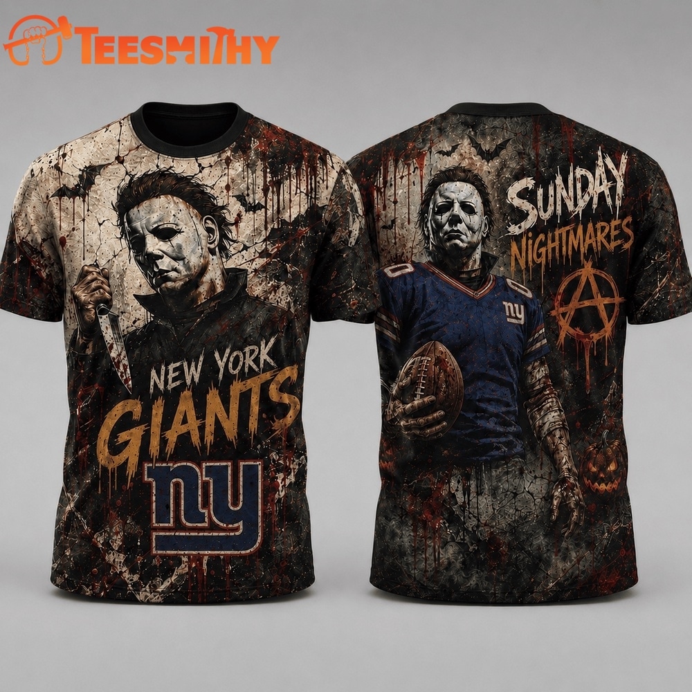 New York Giants NFL Michael Myers Sunday Nightmares Horror Halloween 3D T Shirt