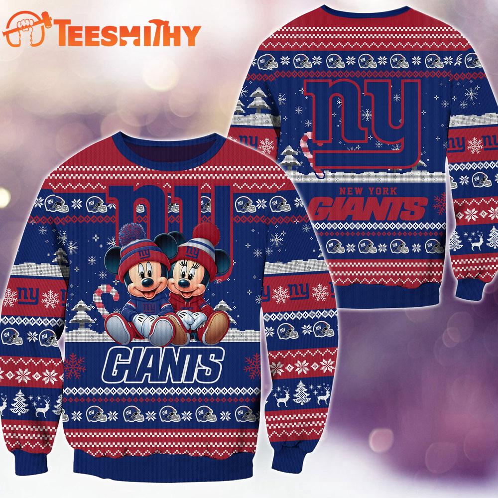 New York Giants NFL Mickey Minnie Ugly Christmas Sweater