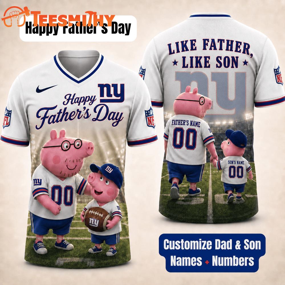 New York Giants NFL Peppa Pig Father's Day Dad Football Jersey