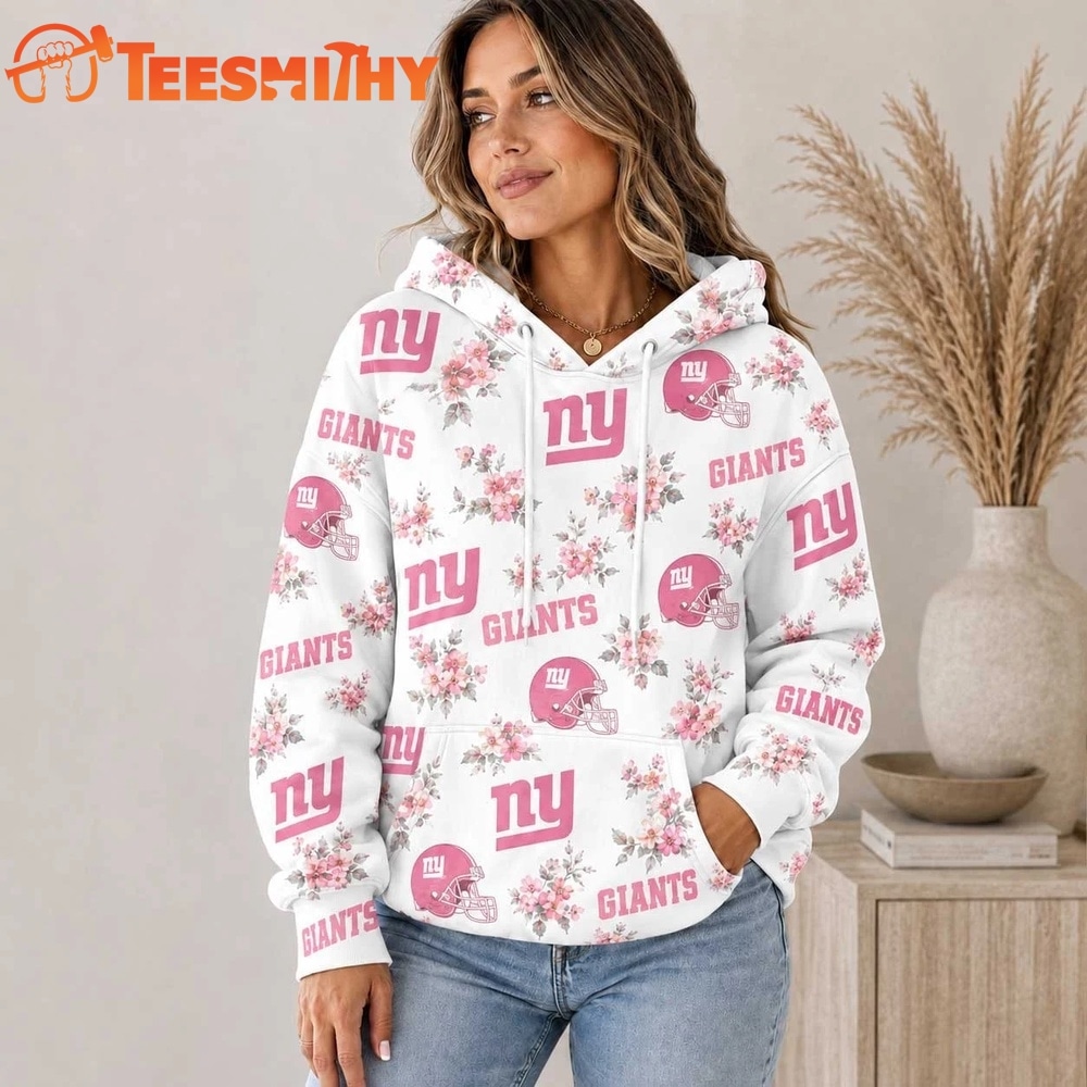 New York Giants NFL Pink Floral Team Pride Hoodie Shirt