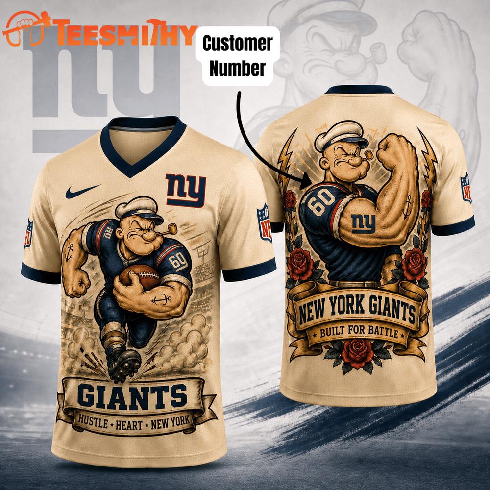 New York Giants NFL Popeye Vintage Tattoo Football Jersey