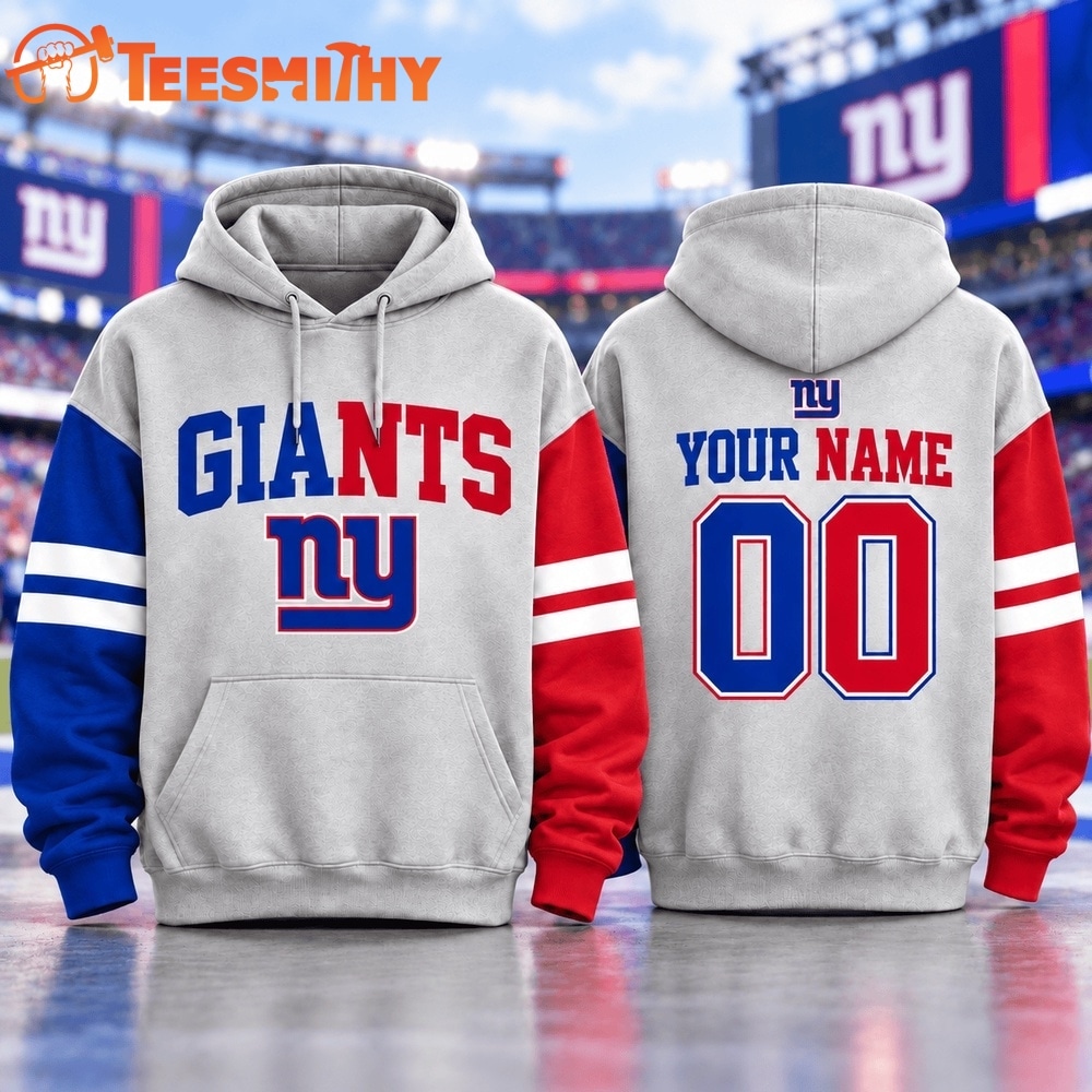 New York Giants NFL Two Tone Colorblock Varsity Hoodie