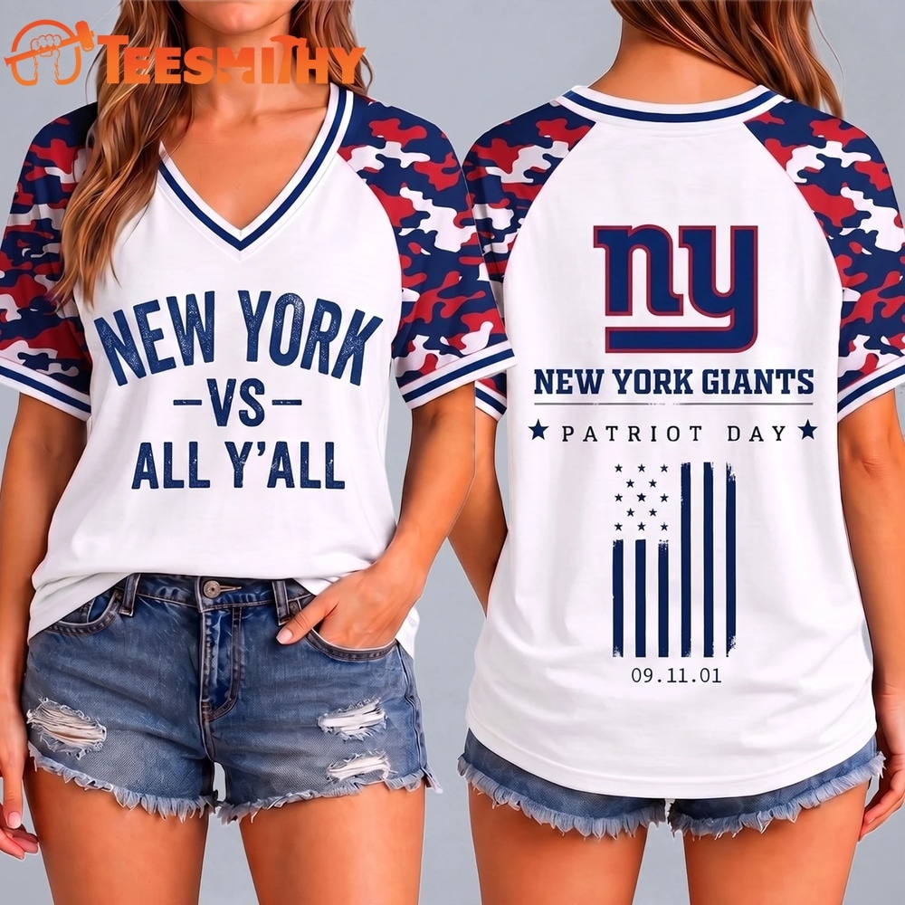New York Giants NFL vs All Y' All United We Stand V Neck T Shirt