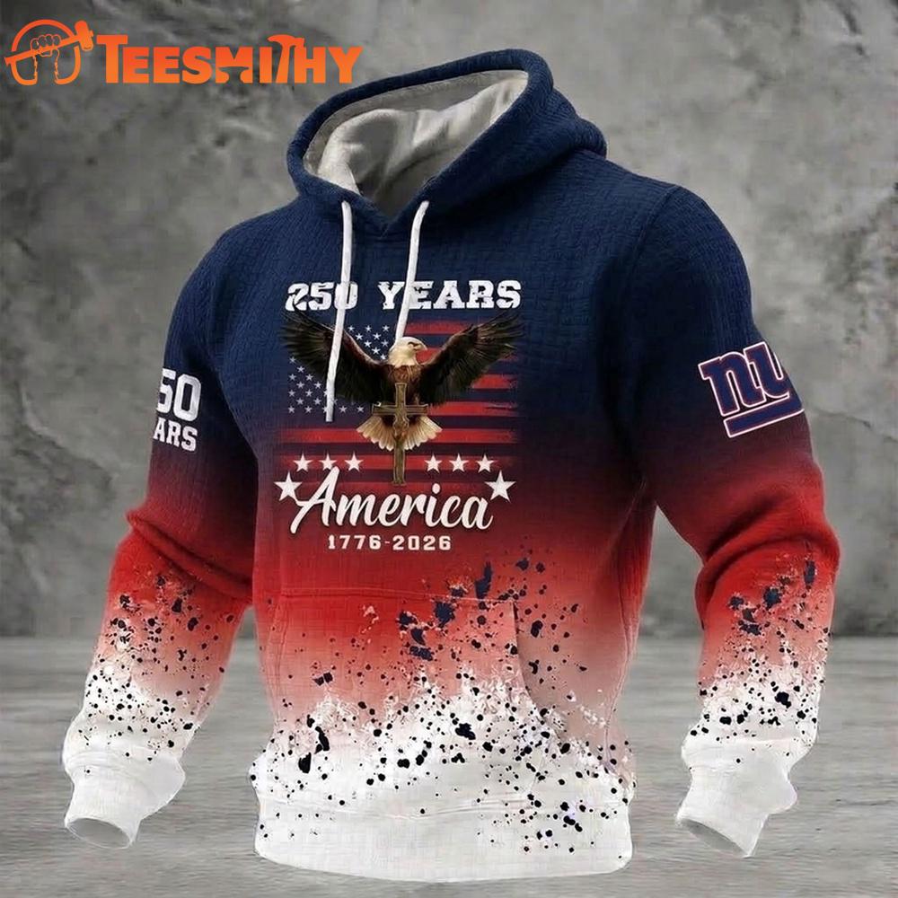 New York Giants US 250th Anniversary Waffle Texture Strike Hoodie Shirt