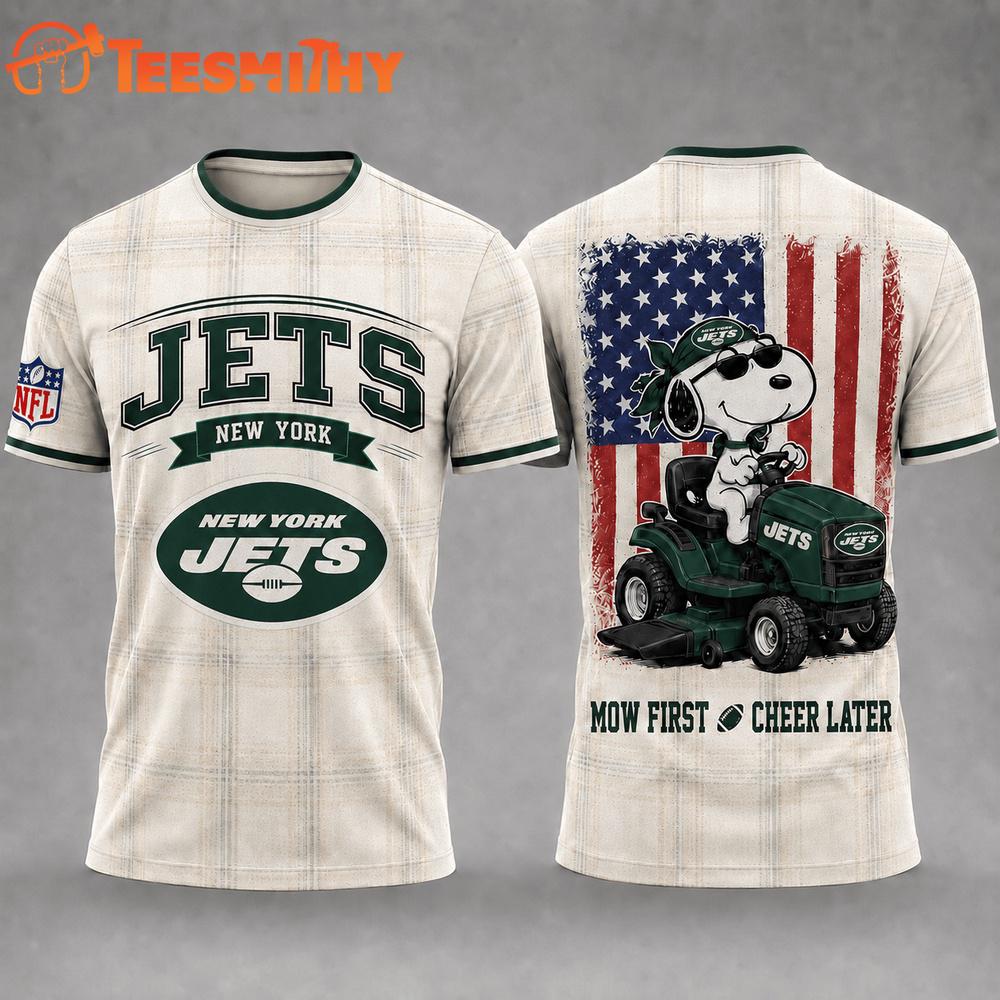 New York Jets Funny Football Snoopy Gardening Lovers 3D T Shirt