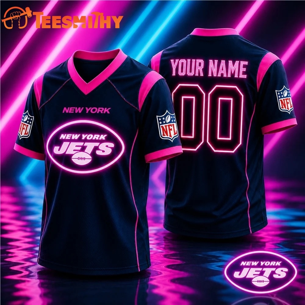 New York Jets NFL Electric Glow Custom Football Jersey