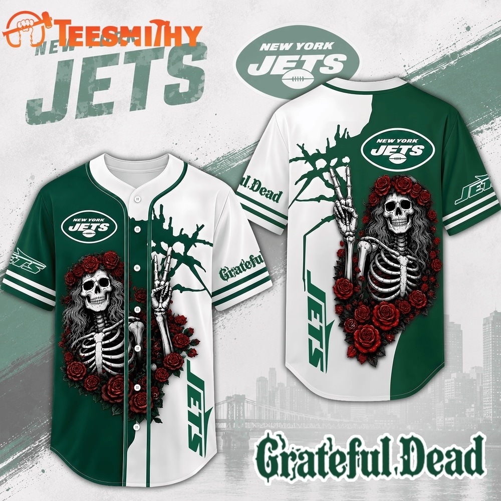 New York Jets NFL Game Day Grateful Dead Baseball Jersey Shirt