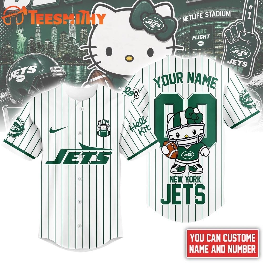 New York Jets NFL Kitty Game Day Custom Baseball Jersey Shirt