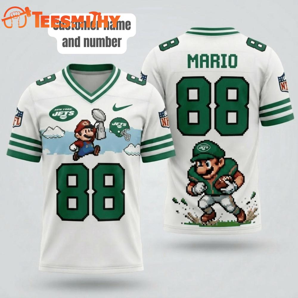 New York Jets NFL Mario 2026 Design Football Jersey
