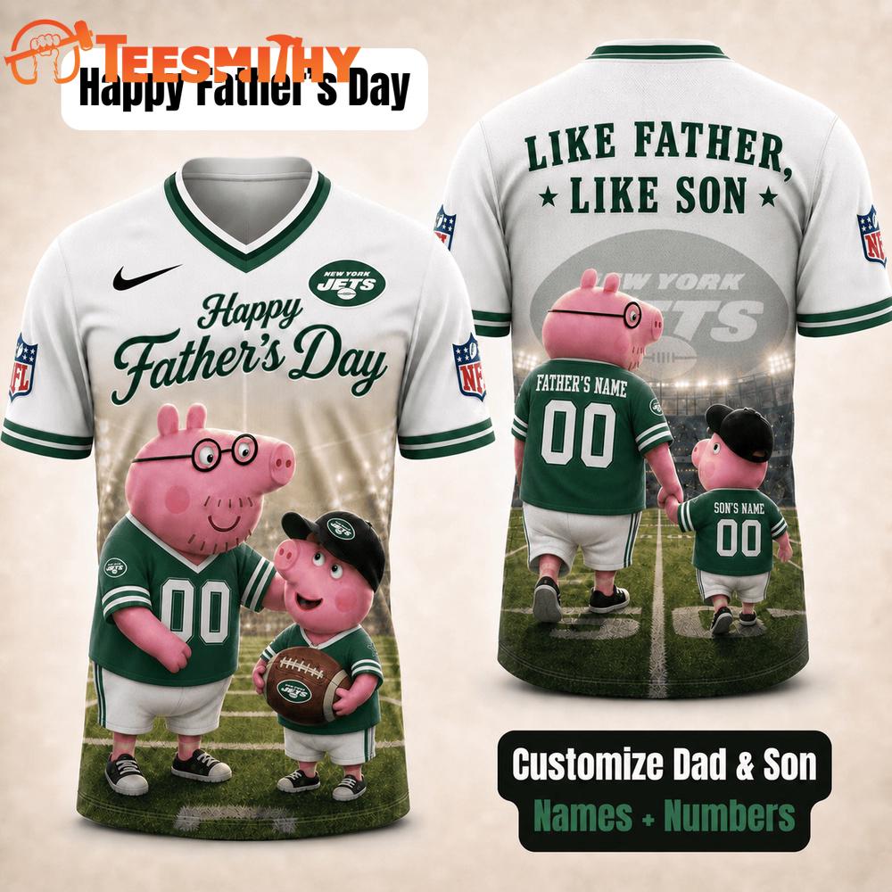 New York Jets NFL Peppa Pig Father's Day Dad Football Jersey