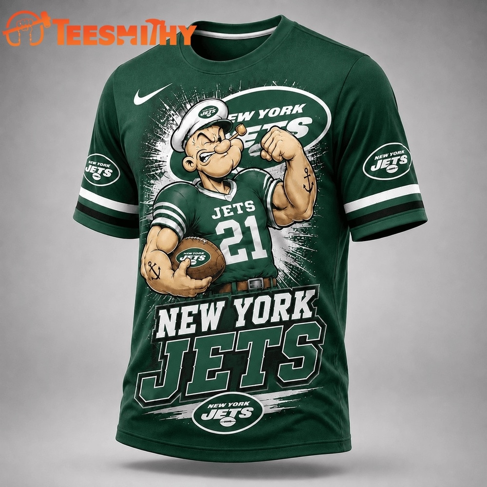 New York Jets NFL Popeye Bold Cartoon Athletes 3D T Shirt