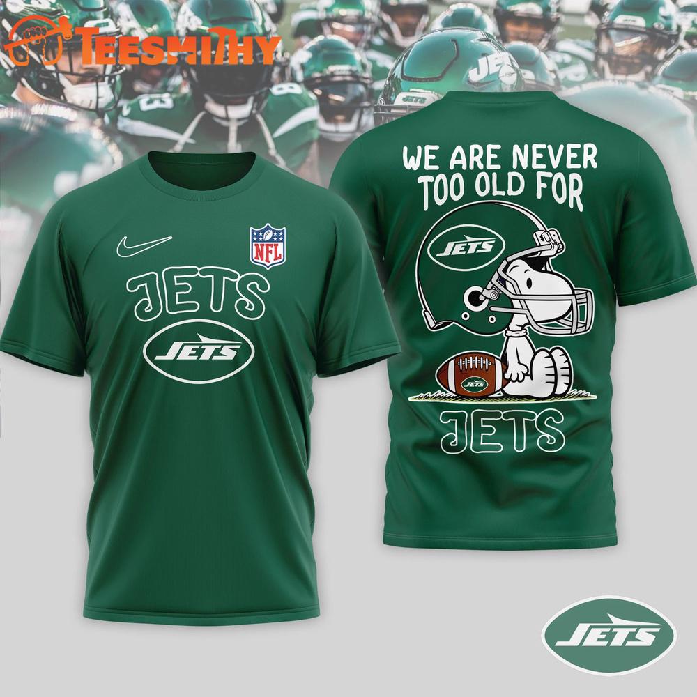 New York Jets NFL Snoopy Never Too Old New Design 3D Shirt