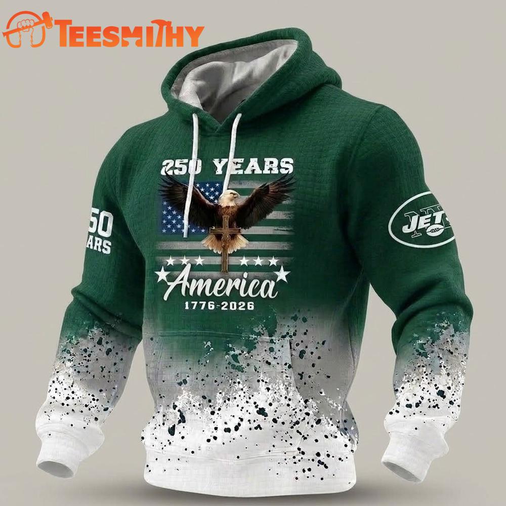 New York Jets US 250th Anniversary Waffle Texture Strike Hoodie Shirt
