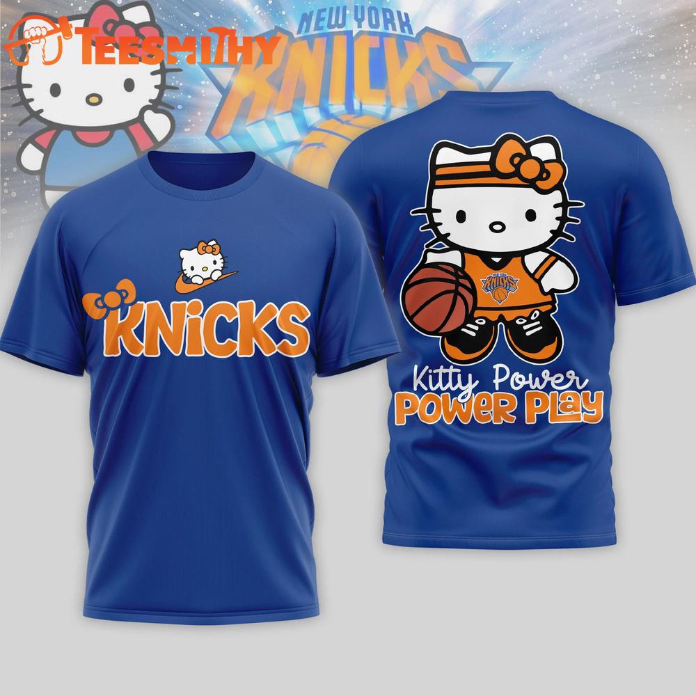 New York Knicks 2026 NBA Hello Kitty Power Play 3D T Shirt