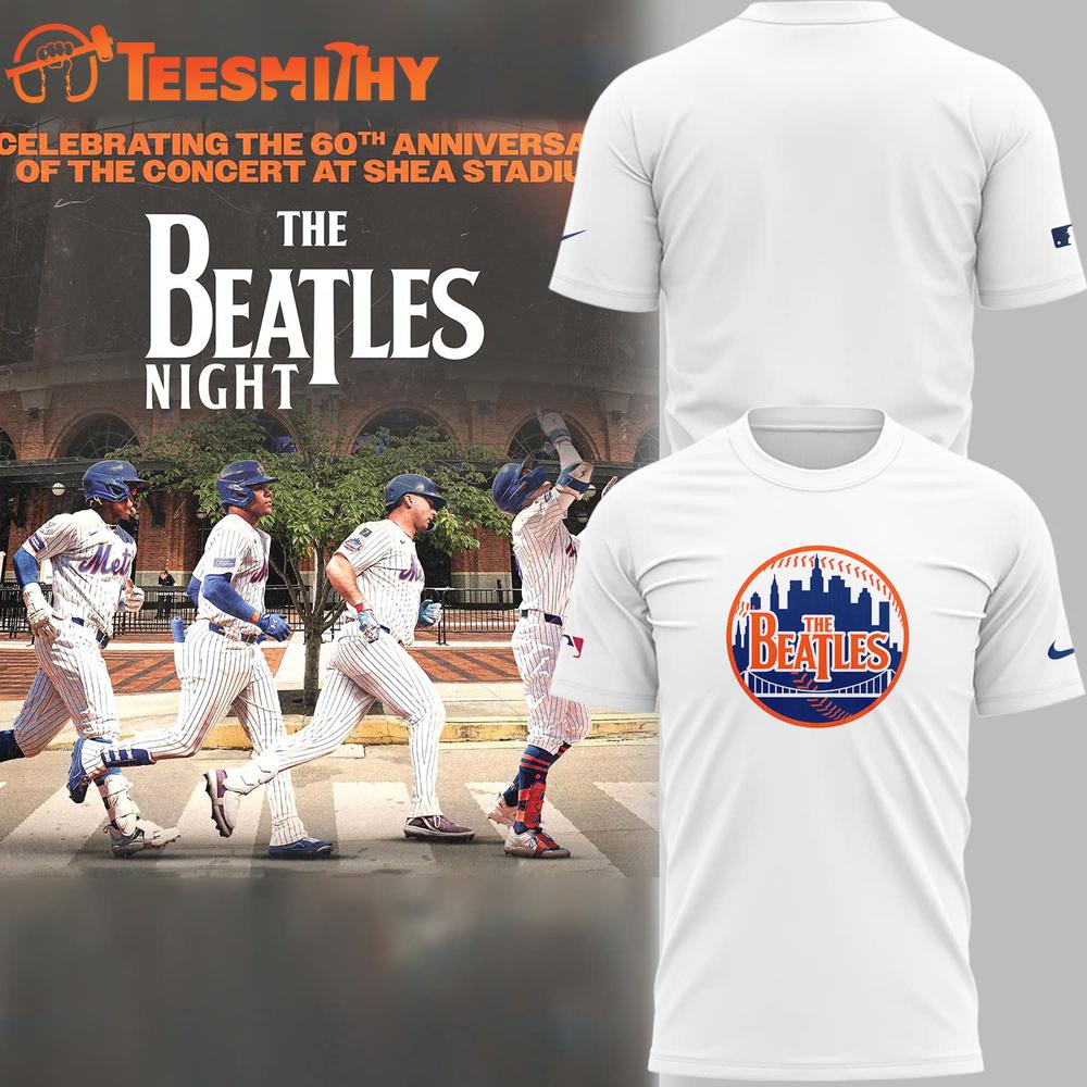 New York Mets The Beatles Night 2025 White T Shirt