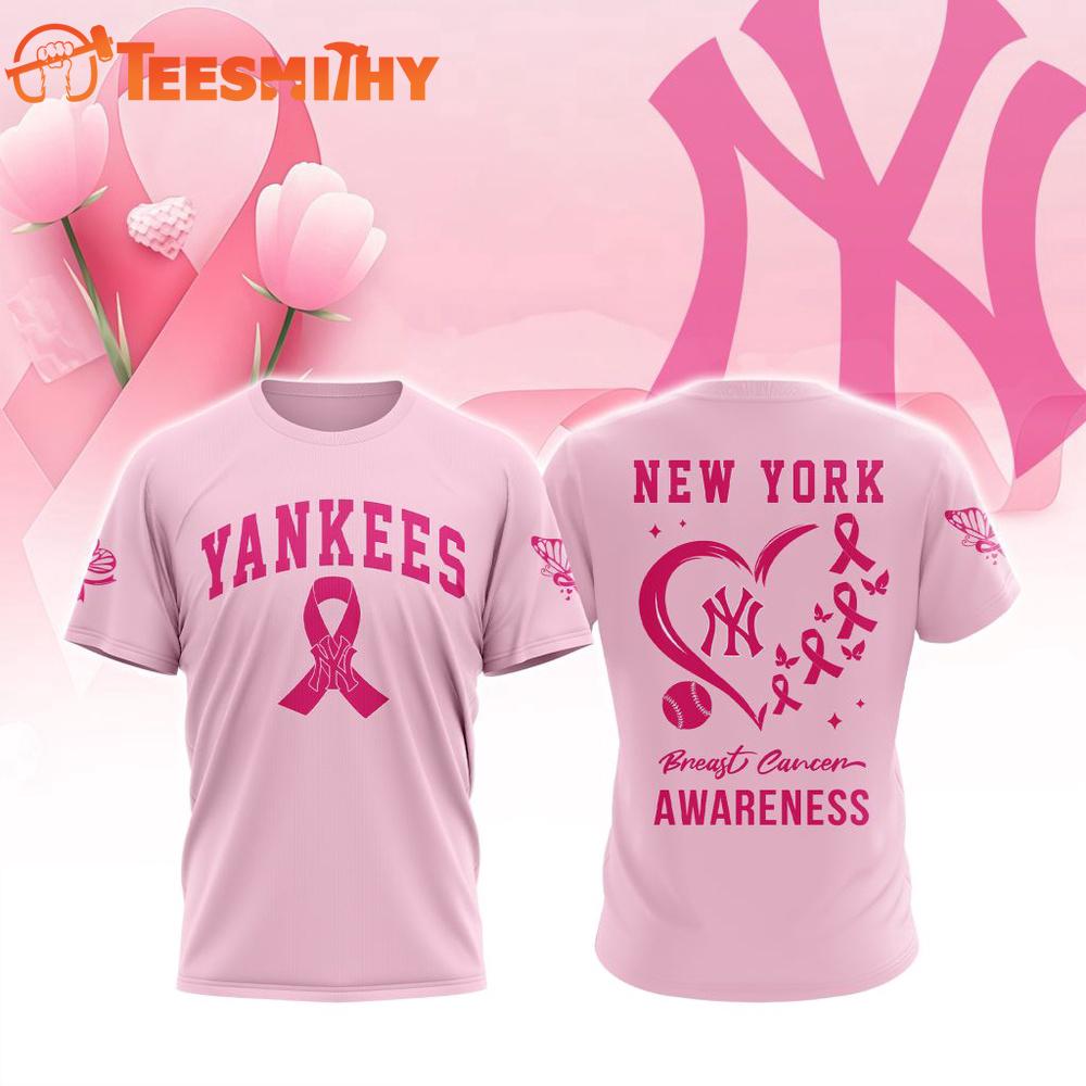 New York Yankees 2025 MLB Pink Breast Cancer Awareness Design 3D Shirt