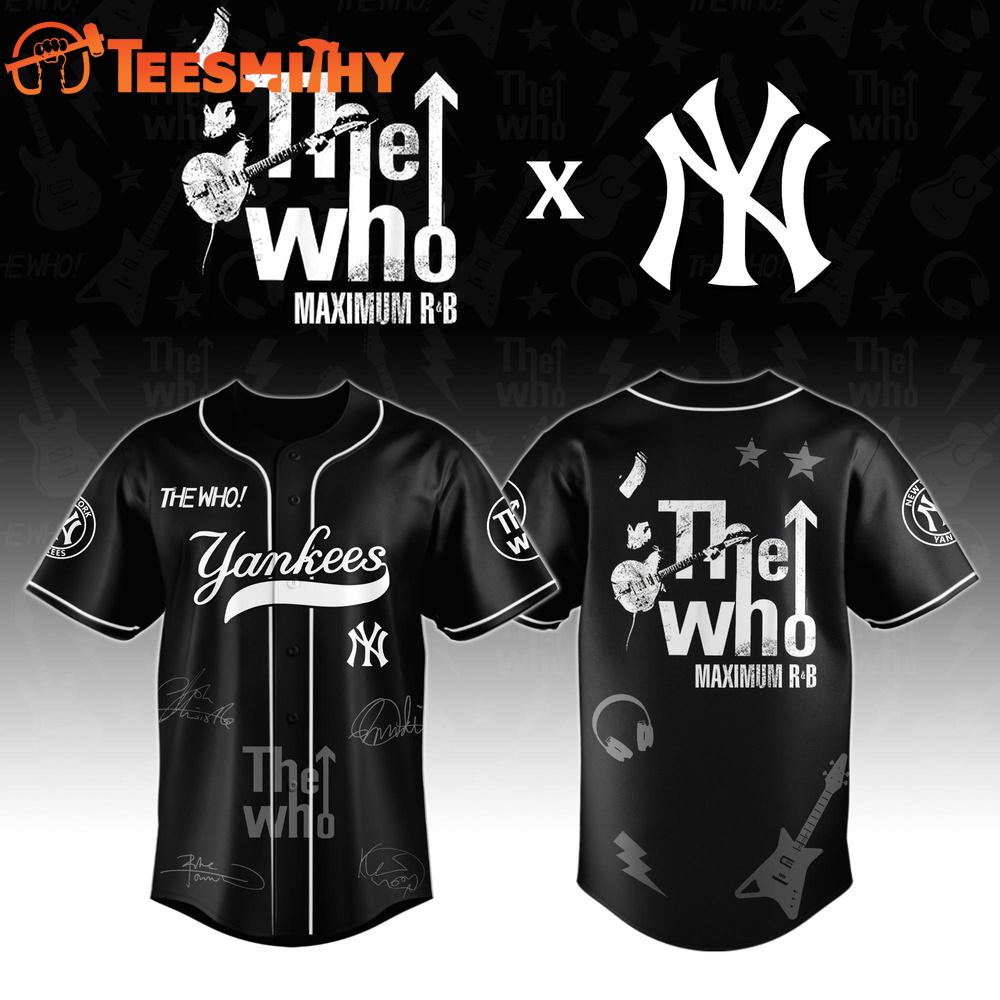 New York Yankees The Who The Song Is Over North American Farewell Tour Baseball Jersey New York Yankees The Who The Song Is Over North American Farewell Tour Baseball Jersey
