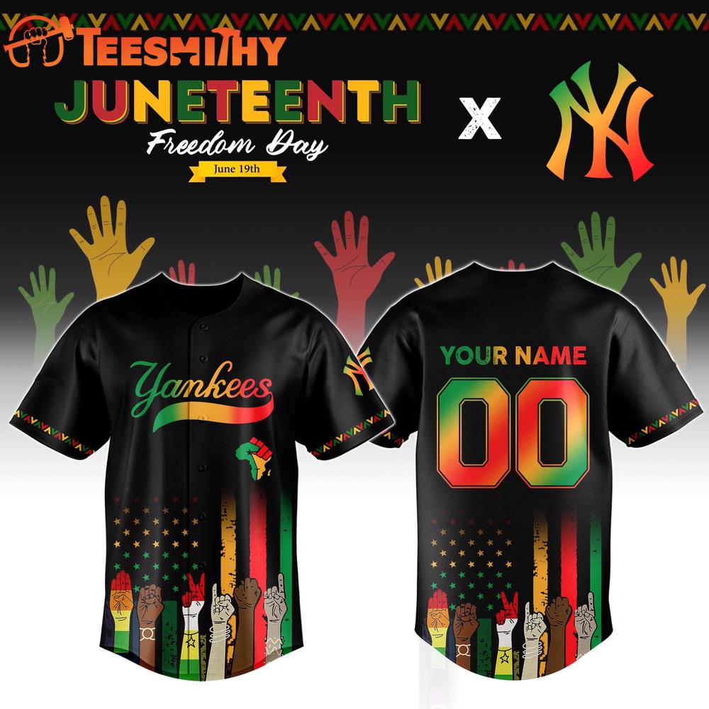 New York Yankees x Juneteenth Day Baseball Custom Baseball Jersey