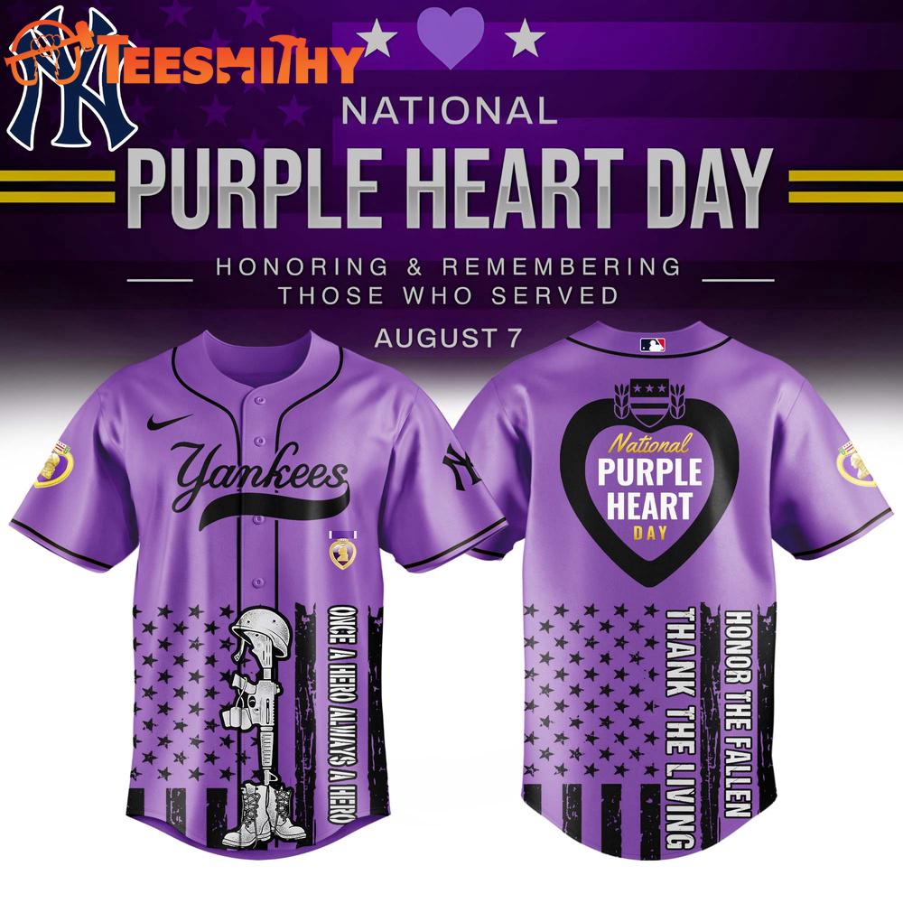 New York Yankees x Purple Heart Day New Design Baseball Jersey New York Yankees x Purple Heart Day New Design Baseball Jersey