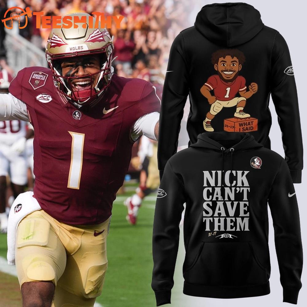 Nick Can't Save Them Tommy Castellanos Florida State Seminoles Graphic 2025 Black Hoodie Nick Can't Save Them Tommy Castellanos Florida State Seminoles Graphic 2025 Black Hoodie