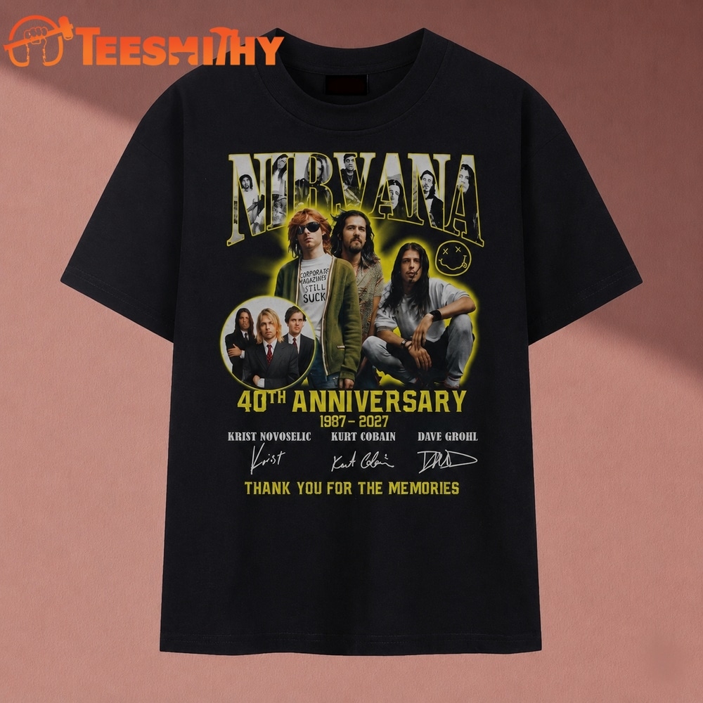 Nirvana 40th Anniversary 1987 2027 Signatures Vintage Graphic T Shirt