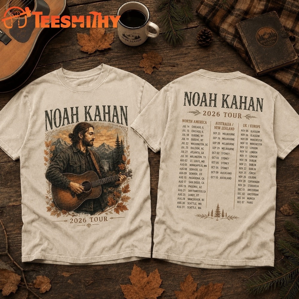 Noah Kahan 2026 Tour Vintage Forest Graphic Tee 3D Shirt