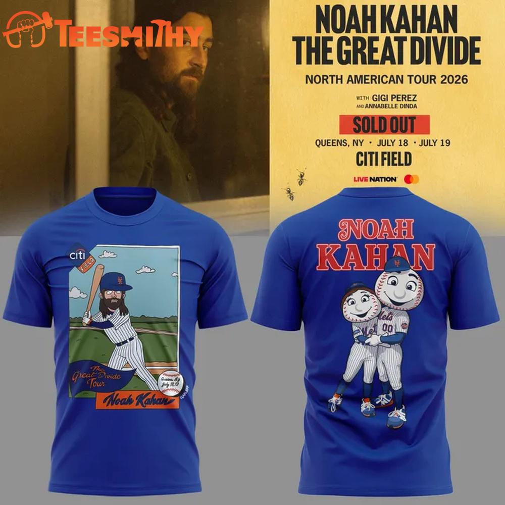 Noah Kahan x New York Mets The Great Divide Tour 2026 Blue T Shirt
