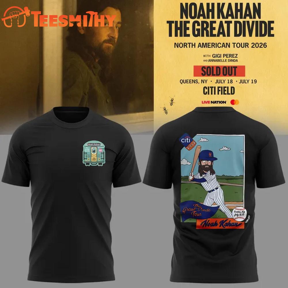 Noah Kahan x New York Mets The Great Divide Tour 2026 Exclusive T-Shirt