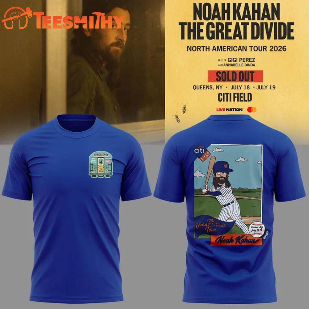 Noah Kahan x New York Mets The Great Divide Tour 2026 Limited Edition T-Shirt