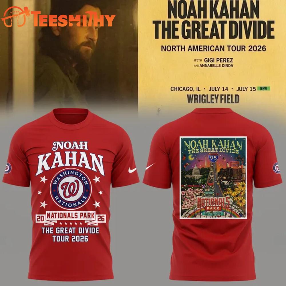 Noah Kahan x Washington Nationals The Great Divide Tour 2026 New 3D Shirt