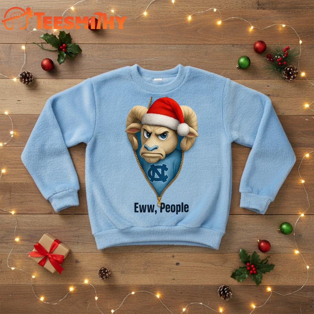 North Carolina Tar Heels 2025 NCAA Mascot Eww People Christmas Ugly Sweater North Carolina Tar Heels 2025 NCAA Mascot Eww People Christmas Ugly Sweater