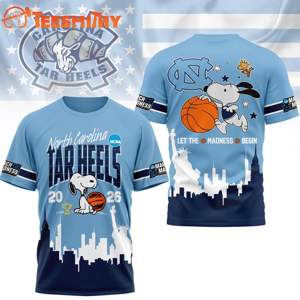 North Carolina Tar Heels 2026 NCAA March Madness x Snoopy New Design 3D Shirt