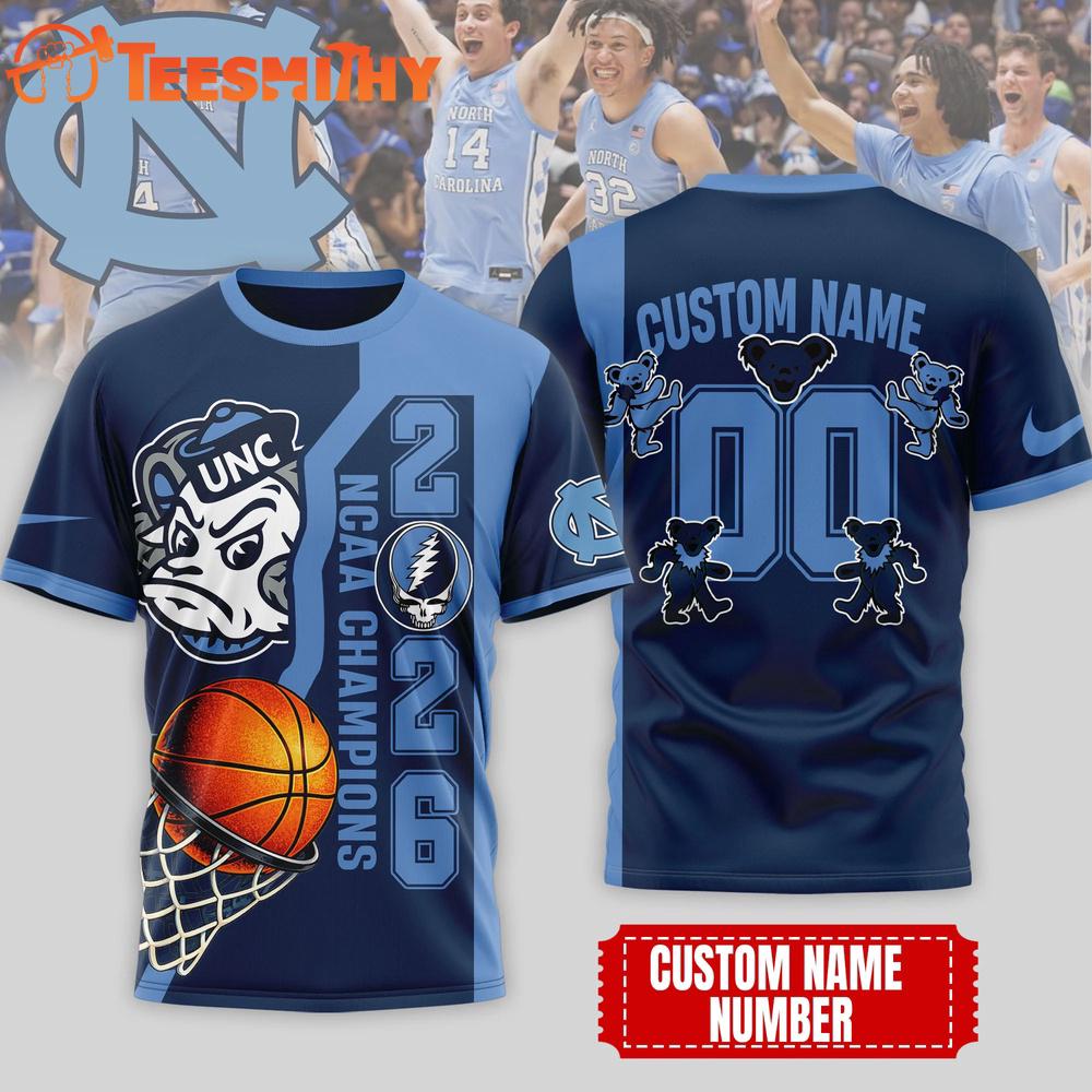 North Carolina Tar Heels NCAA Grateful Dead Court Kings 2026 3D T Shirt