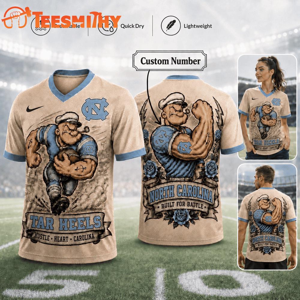 North Carolina Tar Heels NCAA Popeye Vintage Tattoo Football Jersey