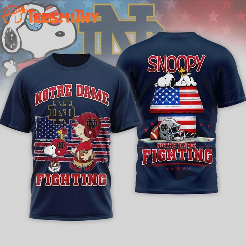 Notre Dame Fighting Irish NCAA America 250 with Snoopy 3D T Shirt