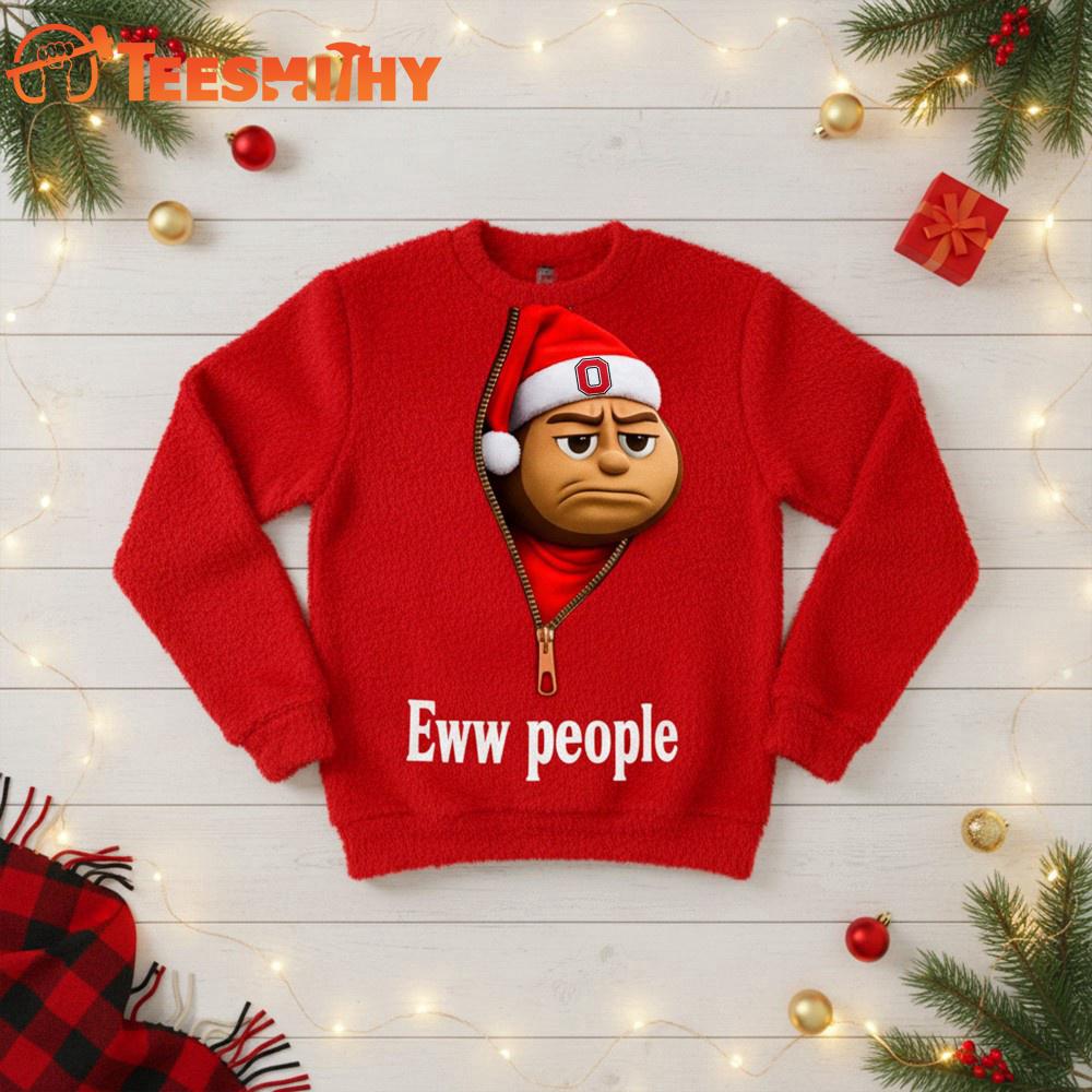 Ohio State Buckeyes 2025 NCAA Mascot Eww People Christmas Ugly Sweater Ohio State Buckeyes 2025 NCAA Mascot Eww People Christmas Ugly Sweater