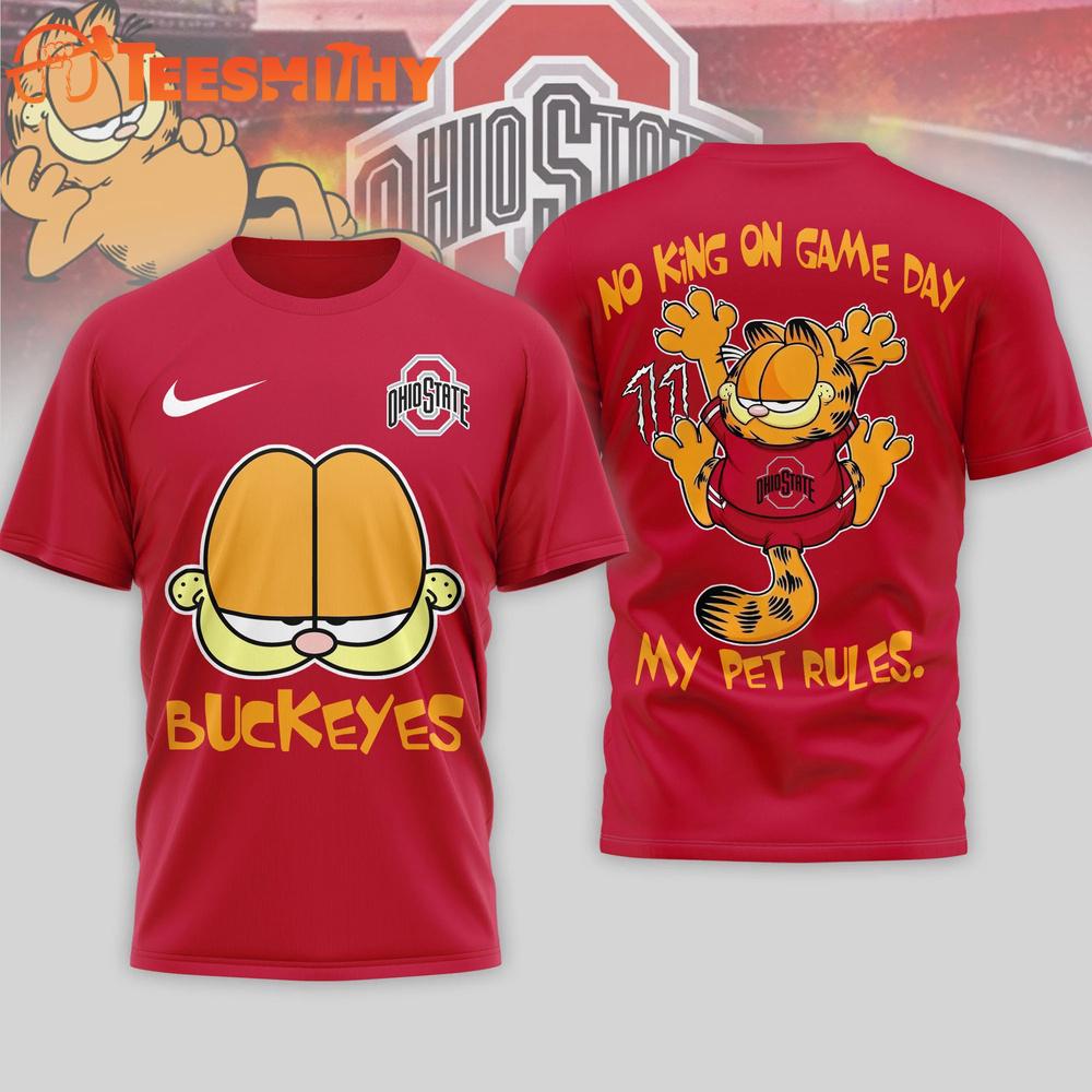 Ohio State Buckeyes Garfield NCAA No King On Game Day 3D T Shirt