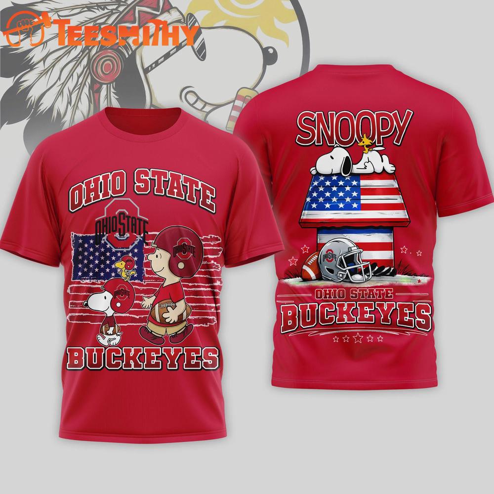 Ohio State Buckeyes NCAA America 250 with Snoopy 3D T Shirt